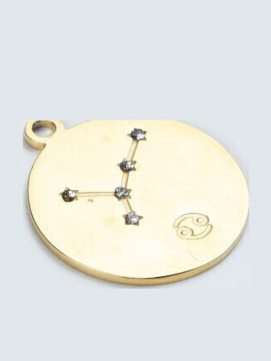 Cuoro Zodiac Sign from Gold Plated Steel with Zircon