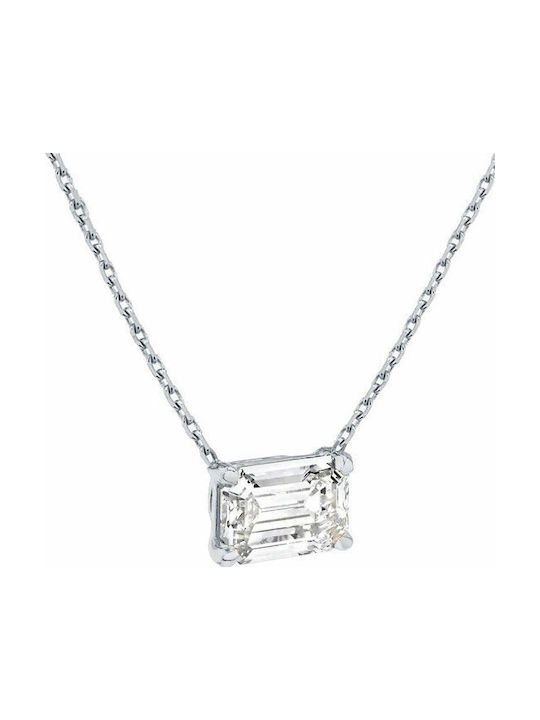 Necklace from White Gold 14K with Zircon