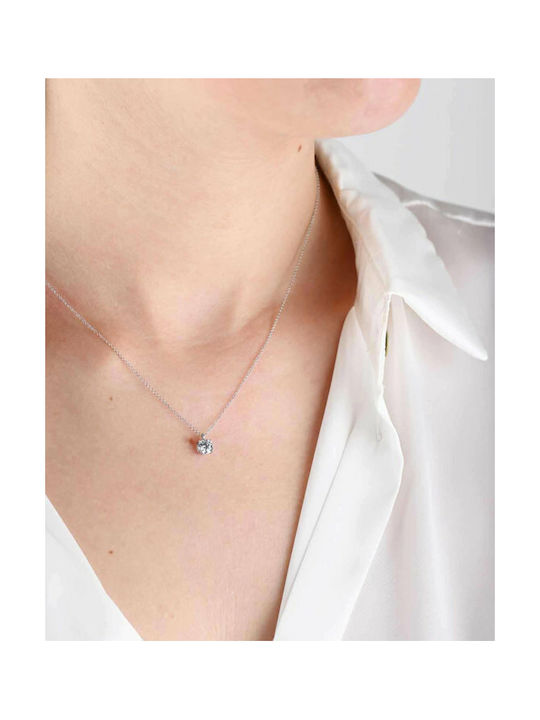 Petra Necklace from White Gold 14K with Zircon