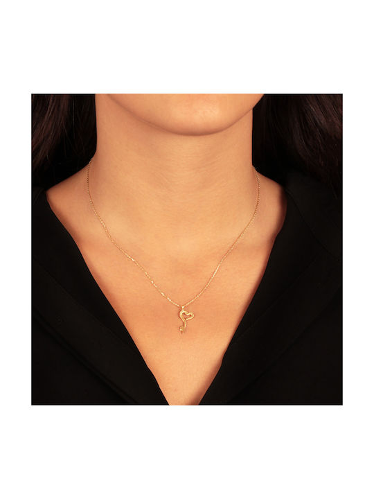 Necklace with design Heart from Gold Plated Silver