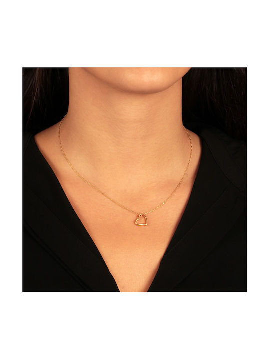 Necklace with design Heart from Gold Plated Silver