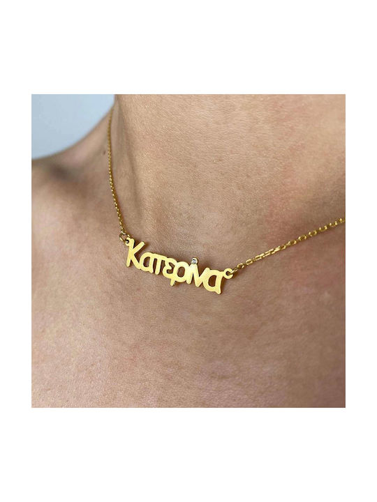 Goldsmith Necklace Name from Gold Plated Silver with Zircon