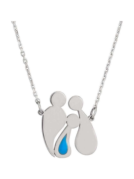 Goldsmith Goldsmith Κολιέ Οικογένεια από Επιχρυσωμένο Ασήμι Γαλάζιο