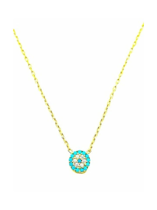 PS Silver Necklace Eye from Gold Plated Silver with Zircon