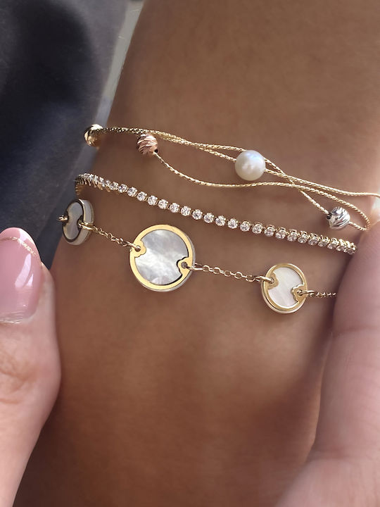 Damen Armband Kette aus Roségold mit Perlen