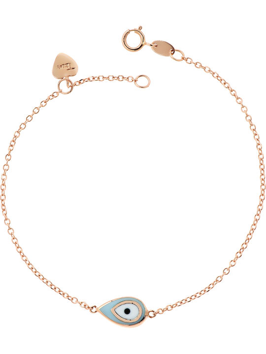 Damen Armband Kette mit Design Auge aus Gold 14K mit Zirkon