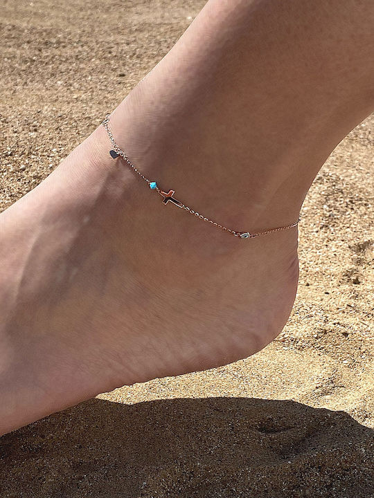 Bracelet Anklet Chain with design Eye made of Gold 14K