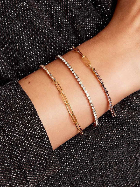 Damen Armband aus Stahl Vergoldet mit Zirkon