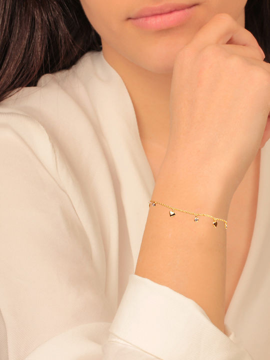 Bracelet Chain with design Heart made of Silver Gold Plated