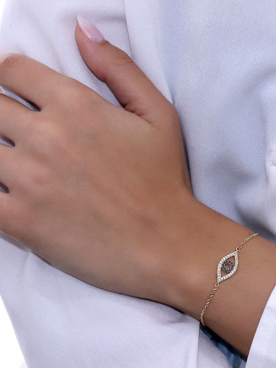 Bracelet with design Eye made of Gold 14K with Zircon