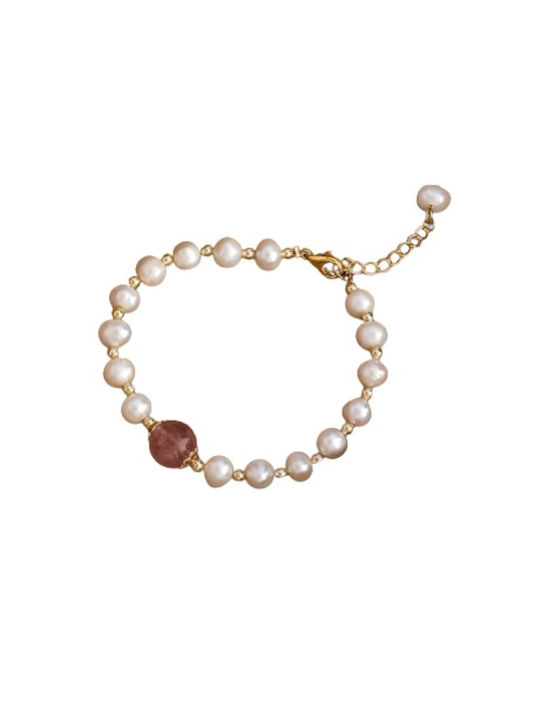 Bracelet made of Brass Gold Plated with Pearls