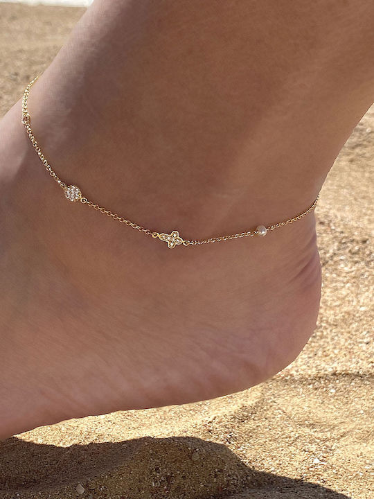 Bracelet Anklet Chain with Cross design made of Gold 14K