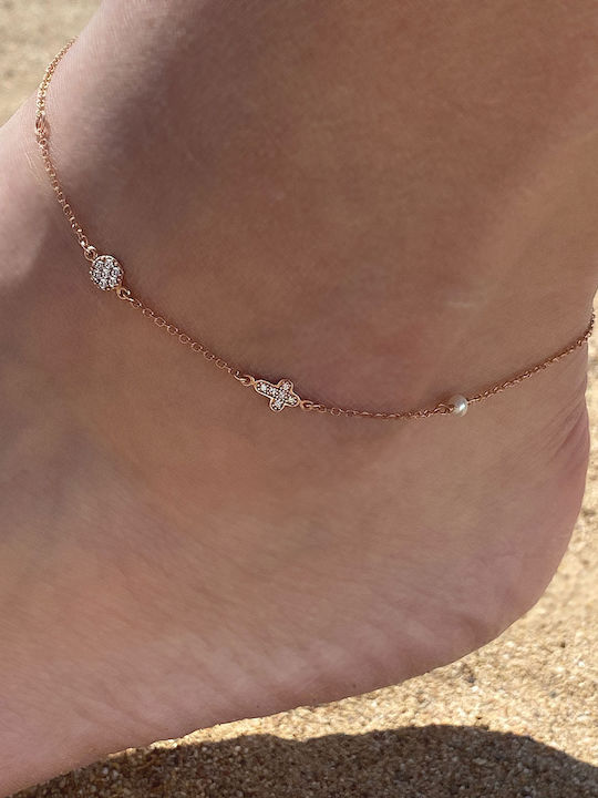 Bracelet Anklet Chain with Cross design made of Gold 14K