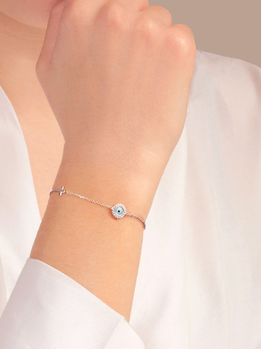 Bracelet with design Eye made of White Gold 14K