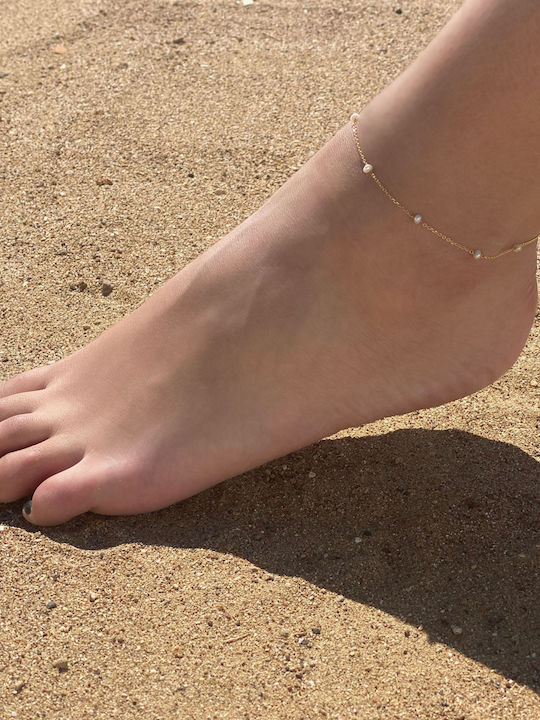 Bracelet Anklet Chain made of Gold 14K with Pearls