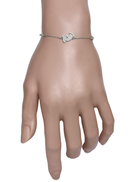 Damen Armband Kette mit Design Kreuz aus Silber mit Zirkon