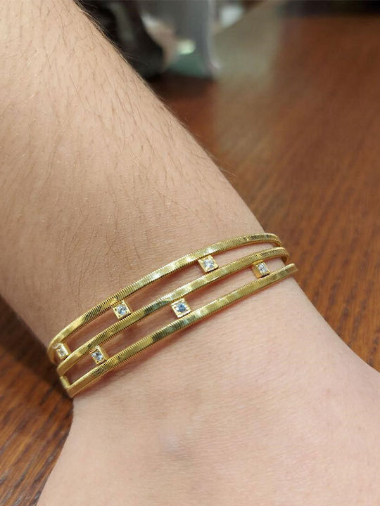 Preziosa Damen Armband Handschellen aus Silber Vergoldet mit Zirkon