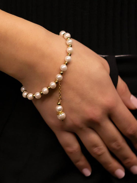 Bracelet made of Steel Gold Plated with Pearls