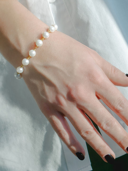 Bracelet Chain made of Gold 14K with Pearls