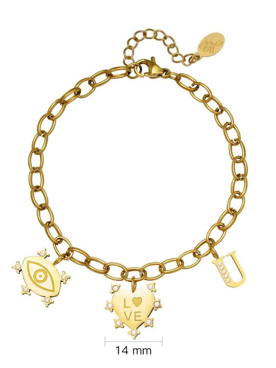 Bracelet Chain Bracelet with design Eye made of Steel Gold Plated