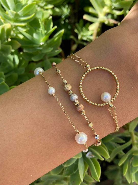 Bracelet Chain made of Gold 14K with Pearls