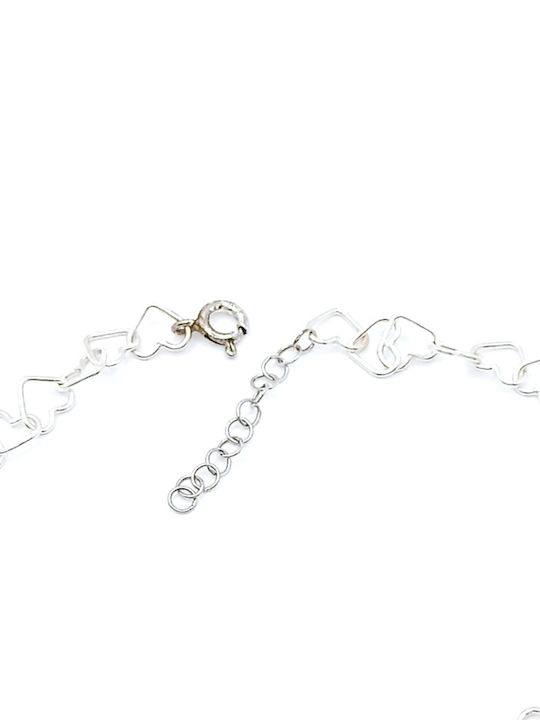 Bracelet Anklet Chain with design Heart made of Silver