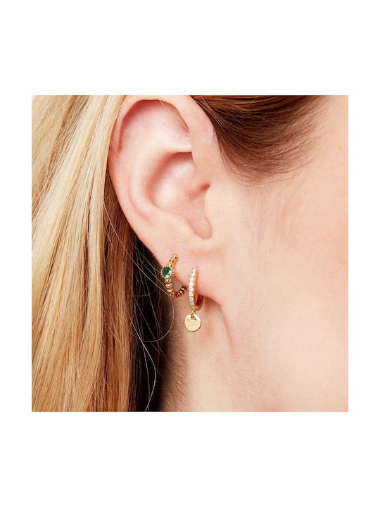 Earrings Hoops Gold Plated with Stones