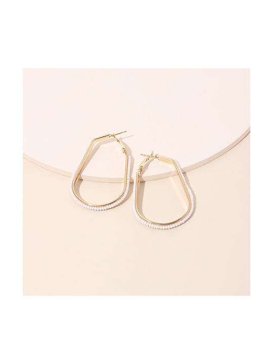 Earrings Hoops Gold Plated with Pearls