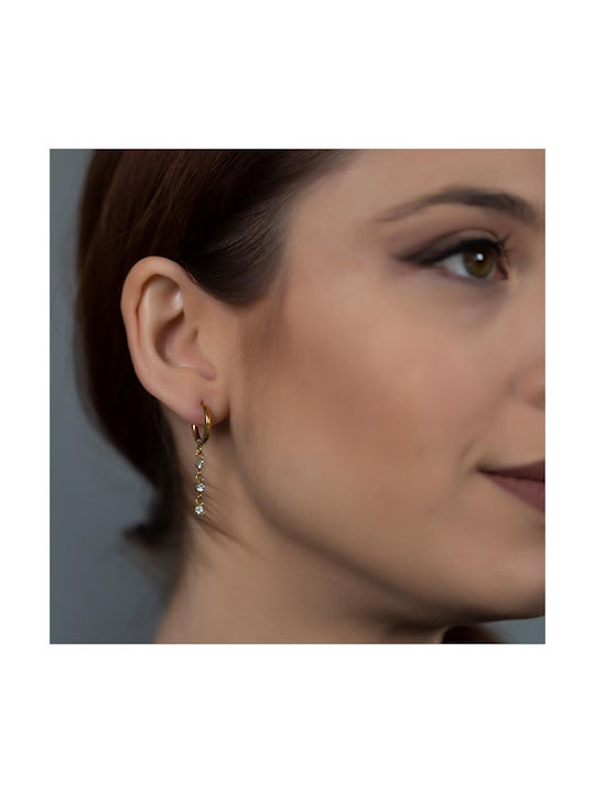 Earrings Hoops made of Steel Gold Plated with Stones