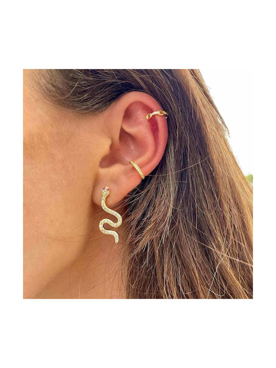 Γυναικεία Σκουλαρίκια Ear Cuff από Ασήμι Επιχρυσωμένα με Πέτρες