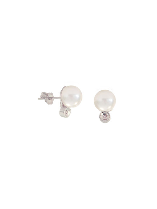 Earrings made of Silver with Diamond & Pearls