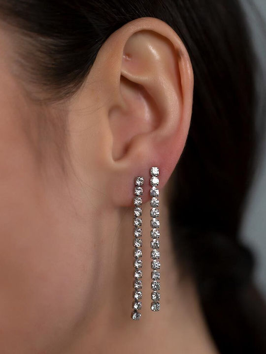 Piercing.gr Σκουλαρίκια Κρεμαστά από Ατσάλι Επιχρυσωμένα με Πέτρες