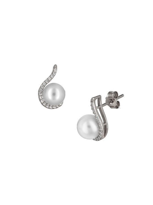 Earrings made of Platinum with Stones & Pearls