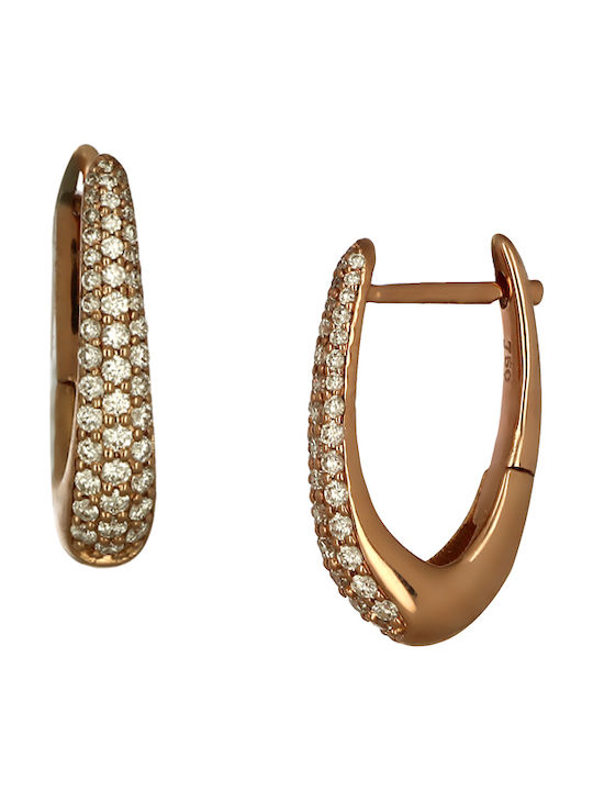 Earrings Hoops made of Pink Gold with Diamond