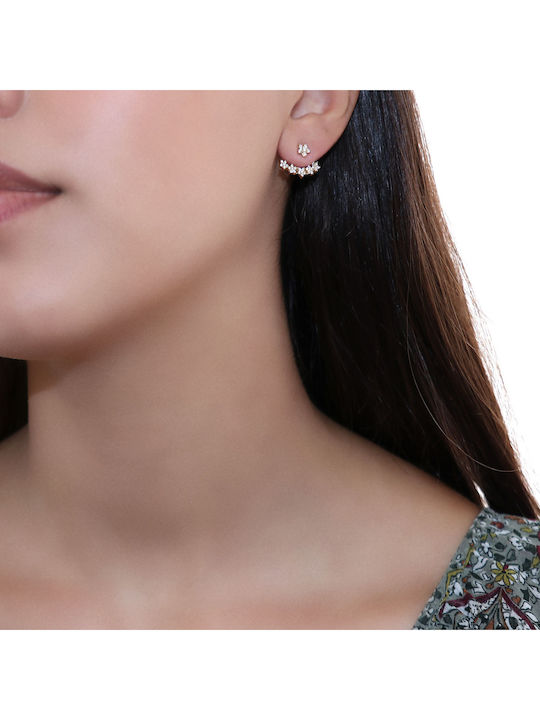 Cercei Ear Jackets din Aur 9K cu Pietre