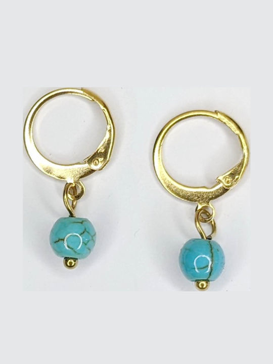 Kostibas Fashion Earrings Hoops made of Steel Gold Plated with Stones Kostibas Fashion Earrings Hoops made of Steel Gold Plated with Stones