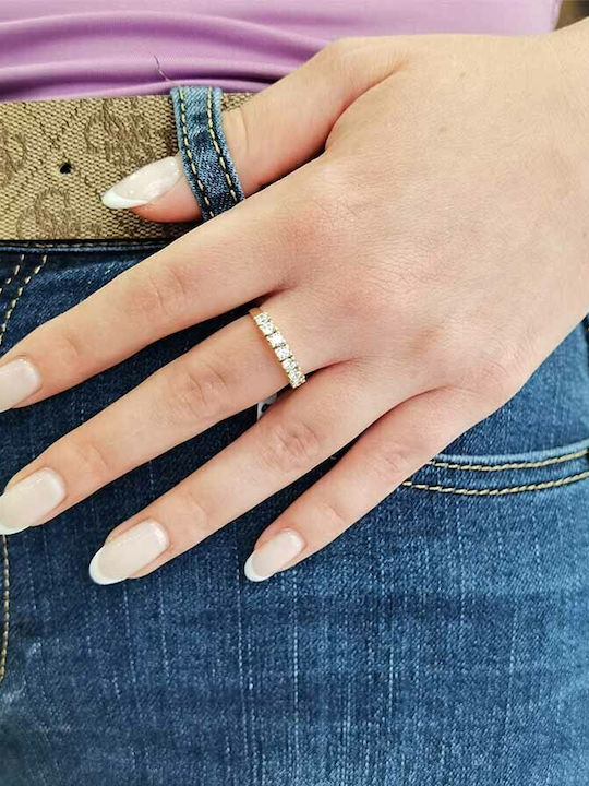 Goldjewels Femeie Inel Semi-eternitate cu Zirconiu din Aur 9K