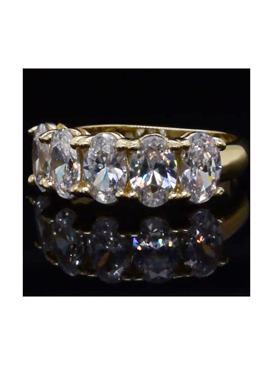 Women's Gold Half Eternity Ring with Zircon 14K