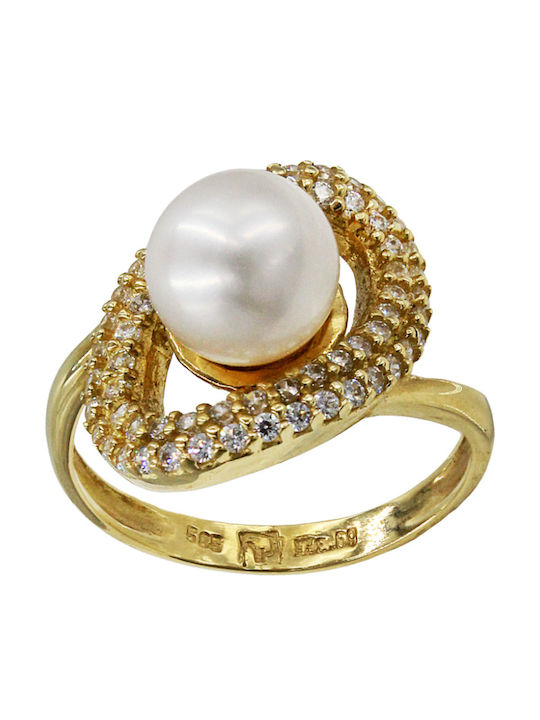 Roloi Kaliamanis Damen Ring mit Perlen aus Gold 14K