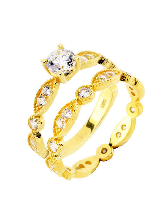 Women's Gold Eternity Ring with Zircon 14K