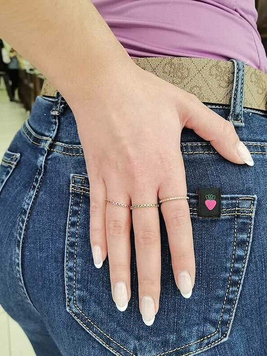 Goldjewels Дамски Пръстен Половинчат с Циркони от Злато 14K