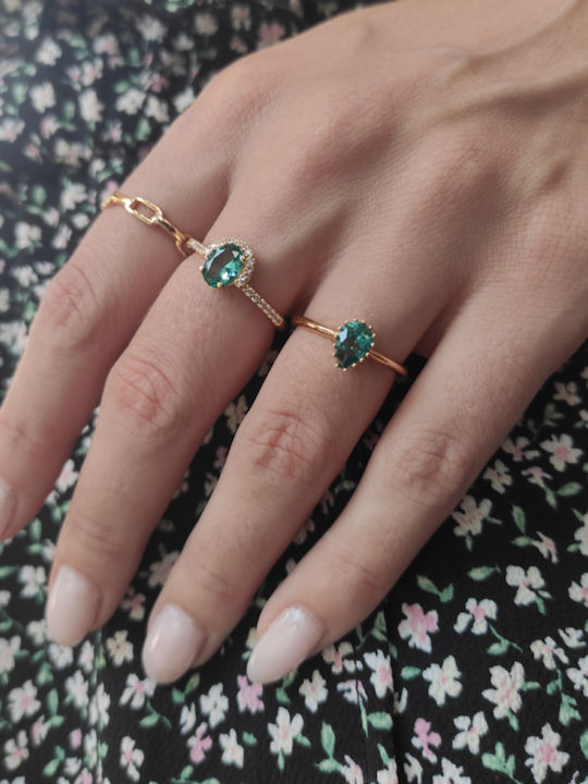 Roloi Kaliamanis Damen Ring mit Zirkonia aus Gold 14K