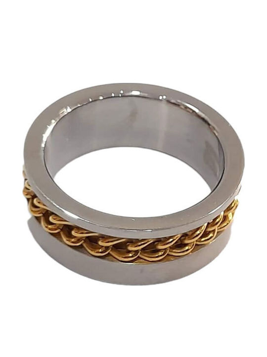BD Jewelery Bd Jewelery Ανδρικό Δαχτυλίδι Βέρα από Ατσάλι Επιχρυσωμένο