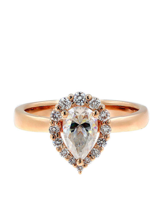 Дамски Пръстен с Диамант от Розово злато 18K