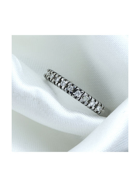 Women's White Gold Half Eternity Ring with Diamond 18K