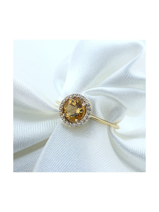 Women's Gold Ring with Zircon 14K