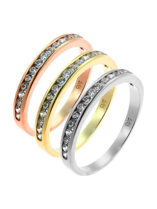 Women's White Gold Half Eternity Ring with Zircon 14K