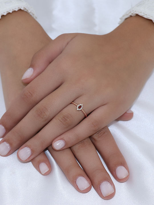 Дамски Пръстен с Диамант от Розово злато 18K