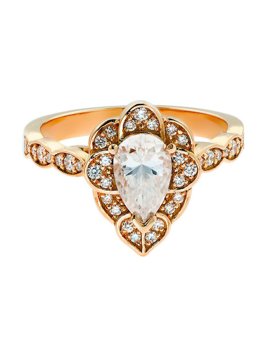 Women's Ring with Diamond from Rose Gold 18K