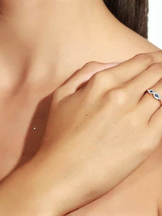 Eforo Damen Ring mit Zirkonia aus Gold 14K